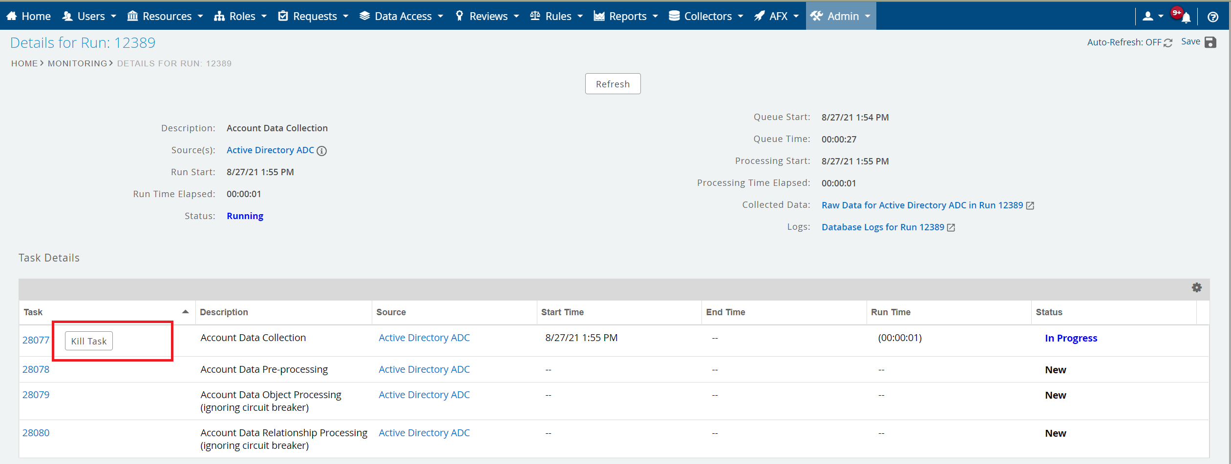 Collection is stuck in the data collection phase in RSA Identity ...