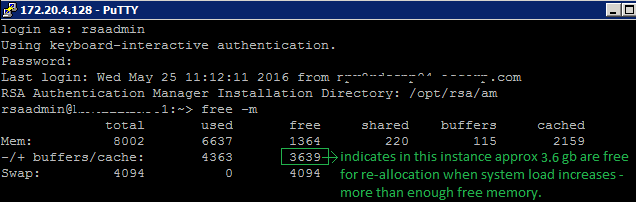 free -m buffers/Cache