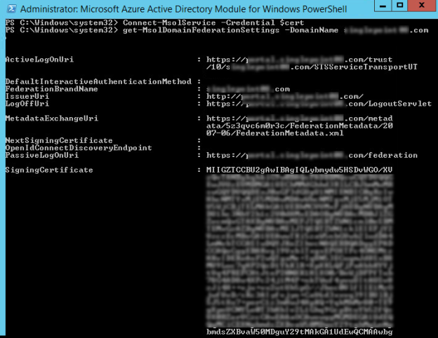 Output of the configurations on the MS Azure side
