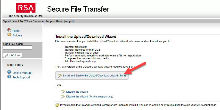 Install the Upload/Download Wizard