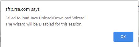 Failed to load Java Upload/Download Wizard