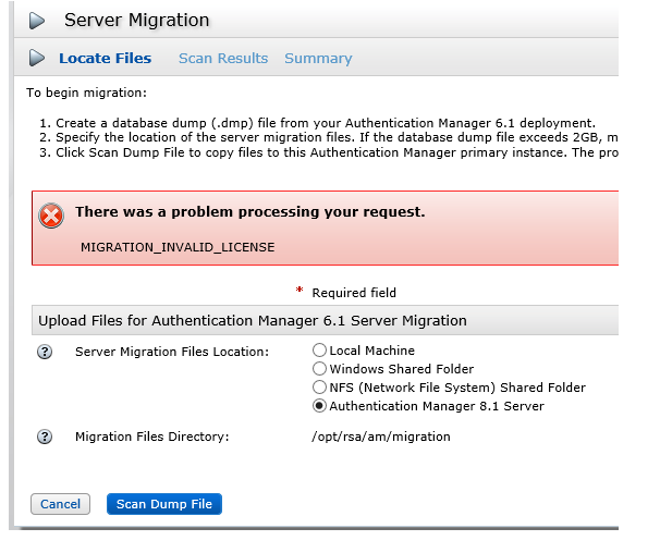 Error: MIGRATION_INVALID_LICENSE when migrating database into AM 8.1 ...