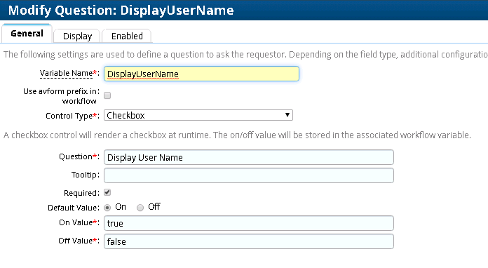 Java script used to control the behavior of a request form field has no ...