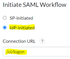 Connection URL for IDR SSO Portal SAML Application