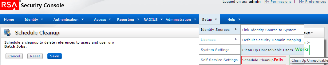 Scheduled clean up job does not run but manual clean up works on ...