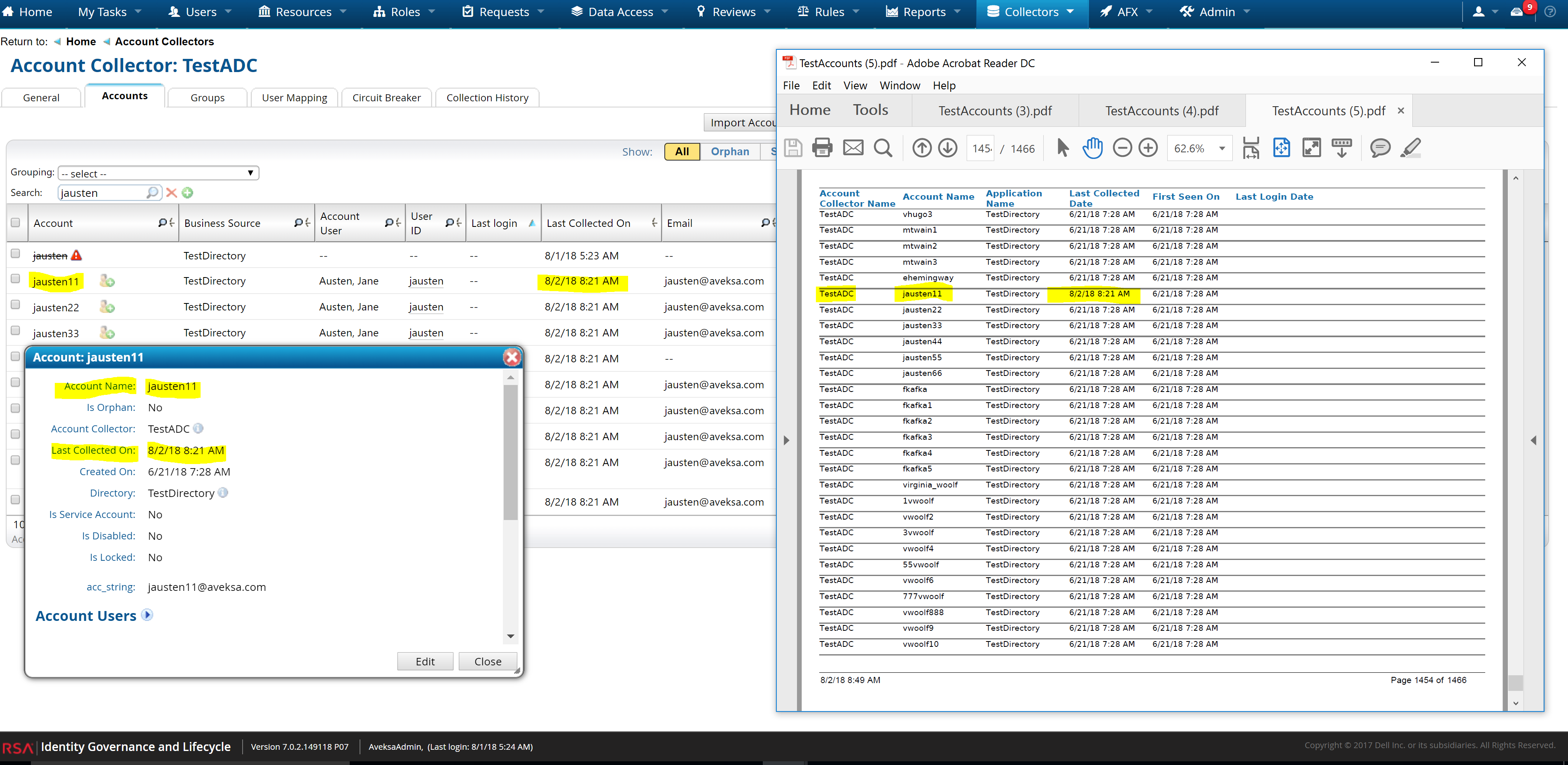 Last Collected Date got updated due to account change