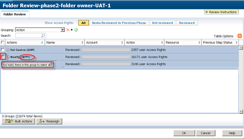 Unable to perform bulk action on review items greater than 10k