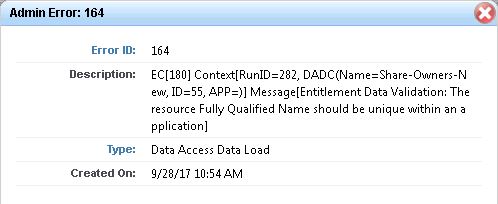 Error In Rejected Entry