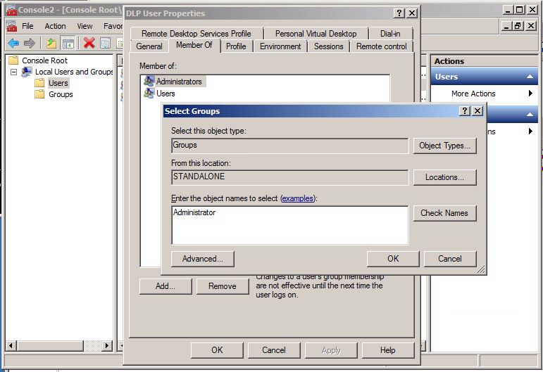 How to configure RSA DLP Datacenter in a work-group environment ...