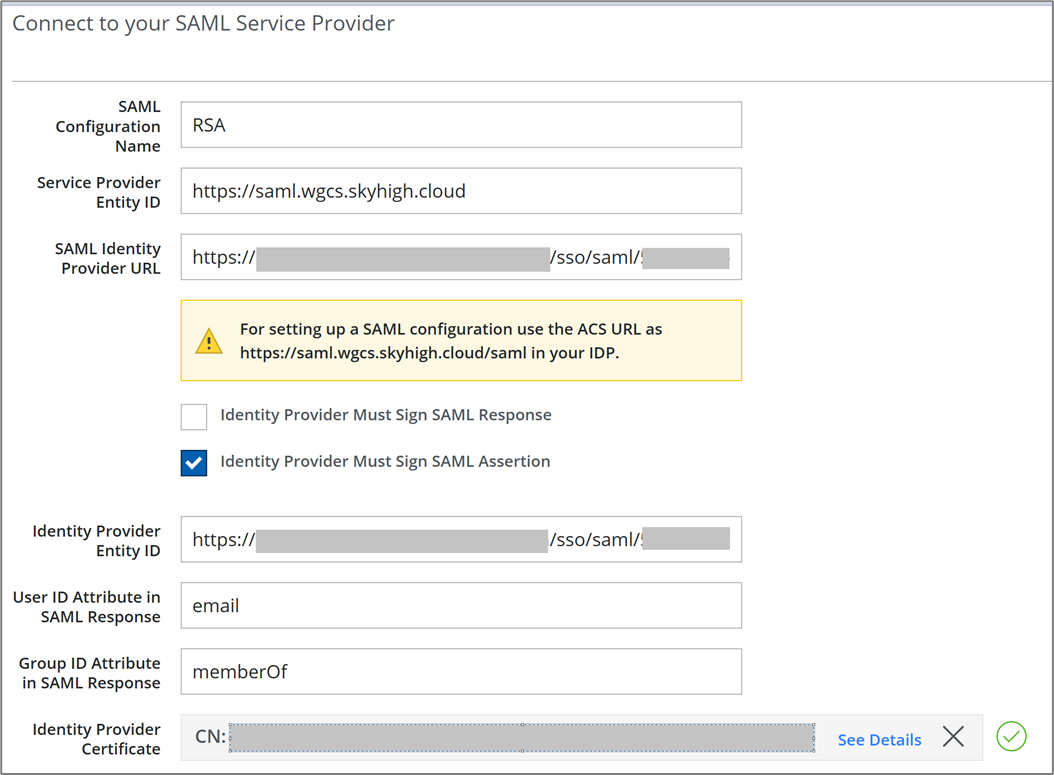 Skyhigh Secure Web Gateway (Cloud using Browser Setting) - SAML My Page ...