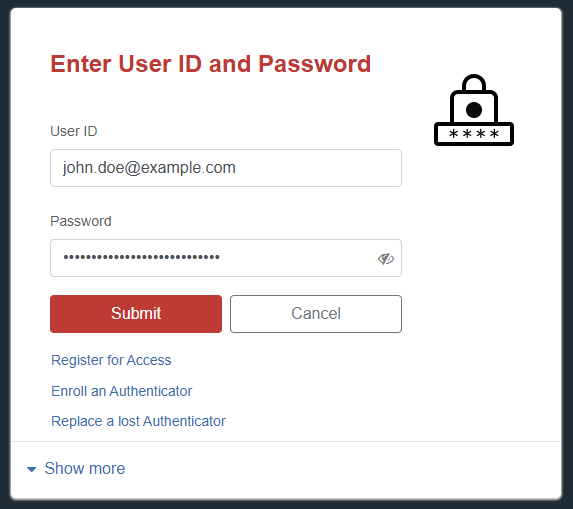 The My Page login screen