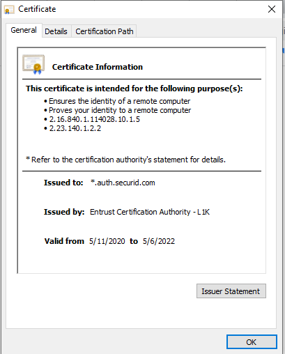 Certificate chain up to Entrust Root