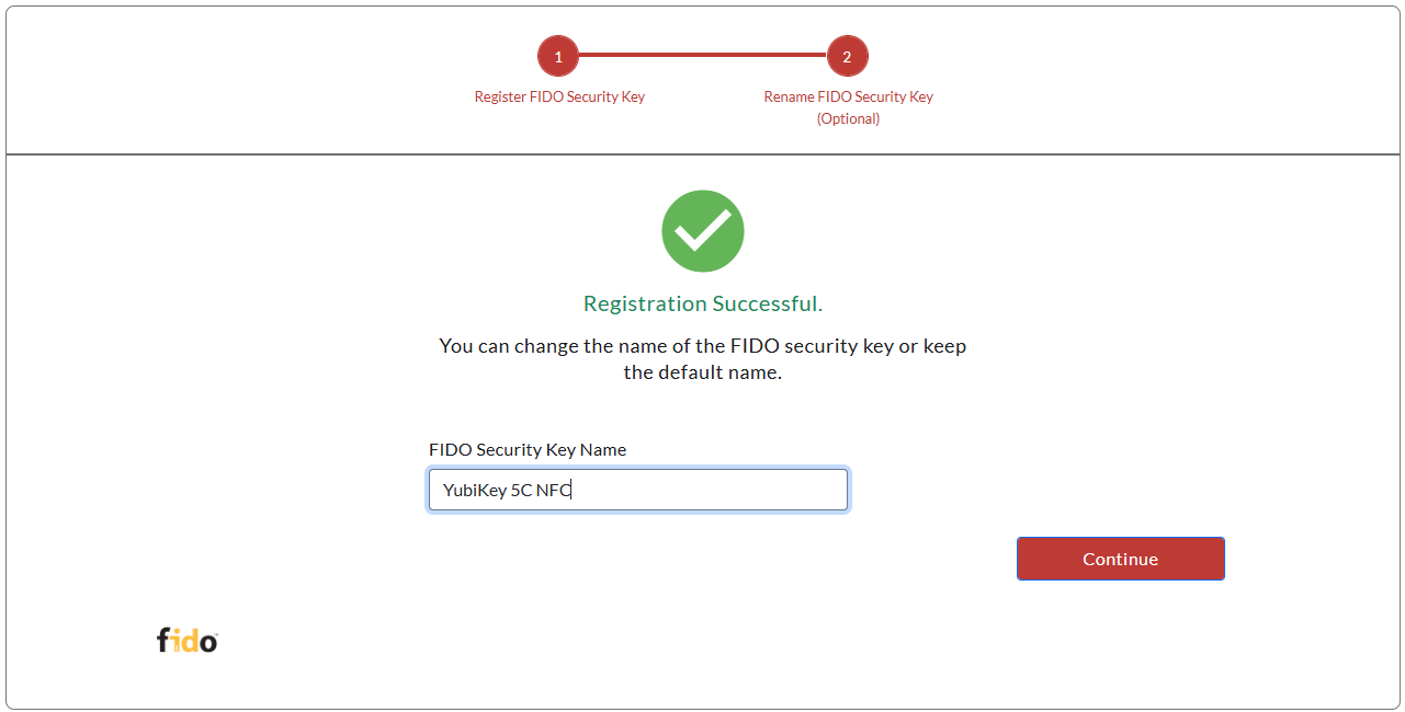 Renaming the registered security key