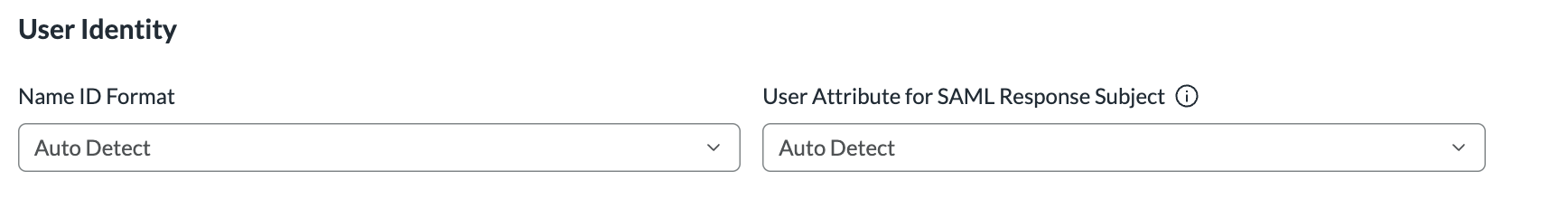 User Identity settings in the advanced connection profile