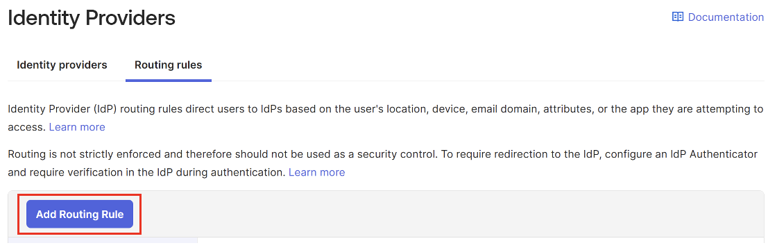 Add Routing Rule option in Okta