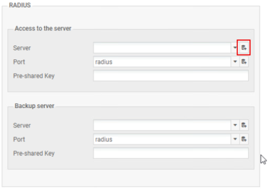 Stormshield RADIUS settings with the add-server control highlighted