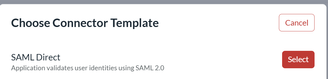 RSA connector templates with SAML Direct available